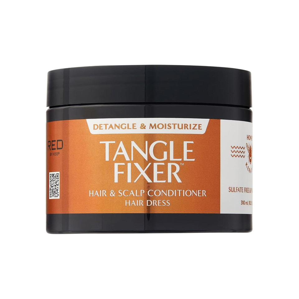 Red By Kiss Tangle Fixer With Honey & Keratin, Sulfate-Free Hair & Scalp Conditoner Dress For Shine & Frizz Protection, Mango & Peach Scent