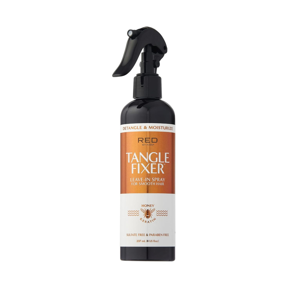 Red By Kiss Tangle Fixer With Honey & Keratin, Sulfate-Free Intensive Detangling Leave-In Spray For Shine & Frizz Protection, Mango & Peach Scent