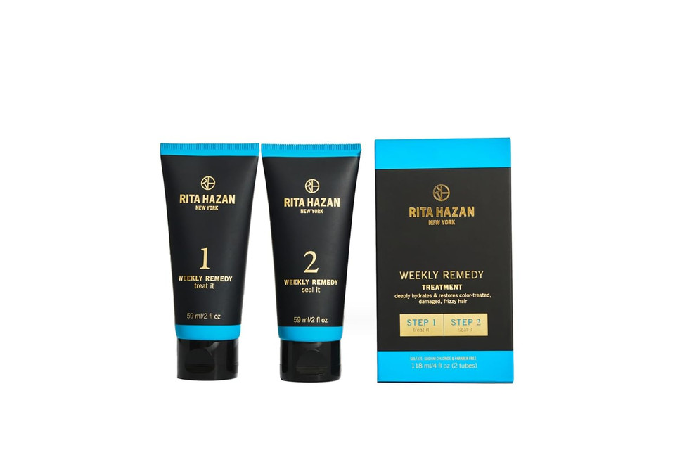 Rita Hazan Two Step Weekly Remedy Cream Kit - Deeply Hydrating & Restorative For Color Treated Hair - Hair Cream For Frizzy Hair - Hair Treatment For Dry Damaged Hair