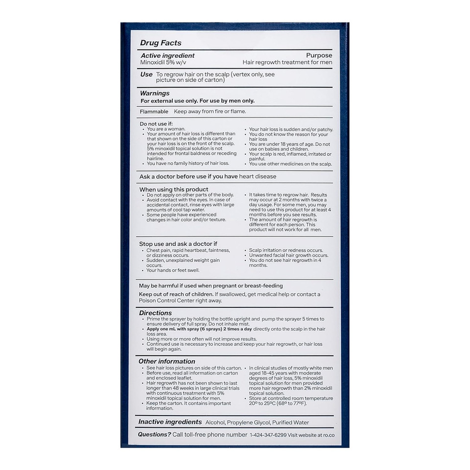 Roman Minoxidil Men'S Hair Regrowth Treatment Spray | 5% Topical Solution For Thinning Hair, Clinically Proven To Stimulate Hair Growth, Easy-To-Use Hair Care, Unscented | 1-Month Supply