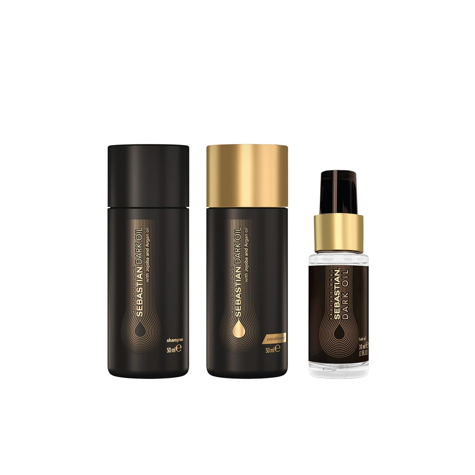 Sebastian Professional Dark Oil Lightweight Hair Care + Hair Styling Oil Bundle| Nourishing Blend Of Natural Oils For A Smooth, Sleek Finish