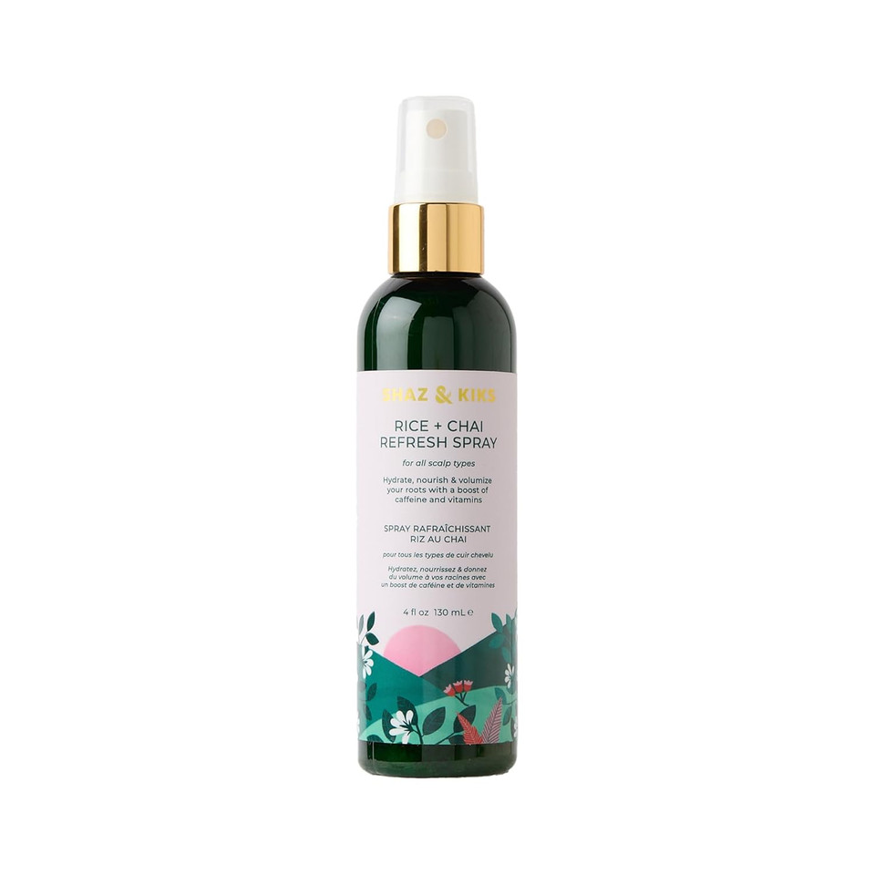 Shaz & Kiks Rice+Chai Refresh Spray | Revitalize And Awaken Your Roots | Boost Of Multi-Nutrient Scalp Hydration In Between Wash Days, 4 Oz