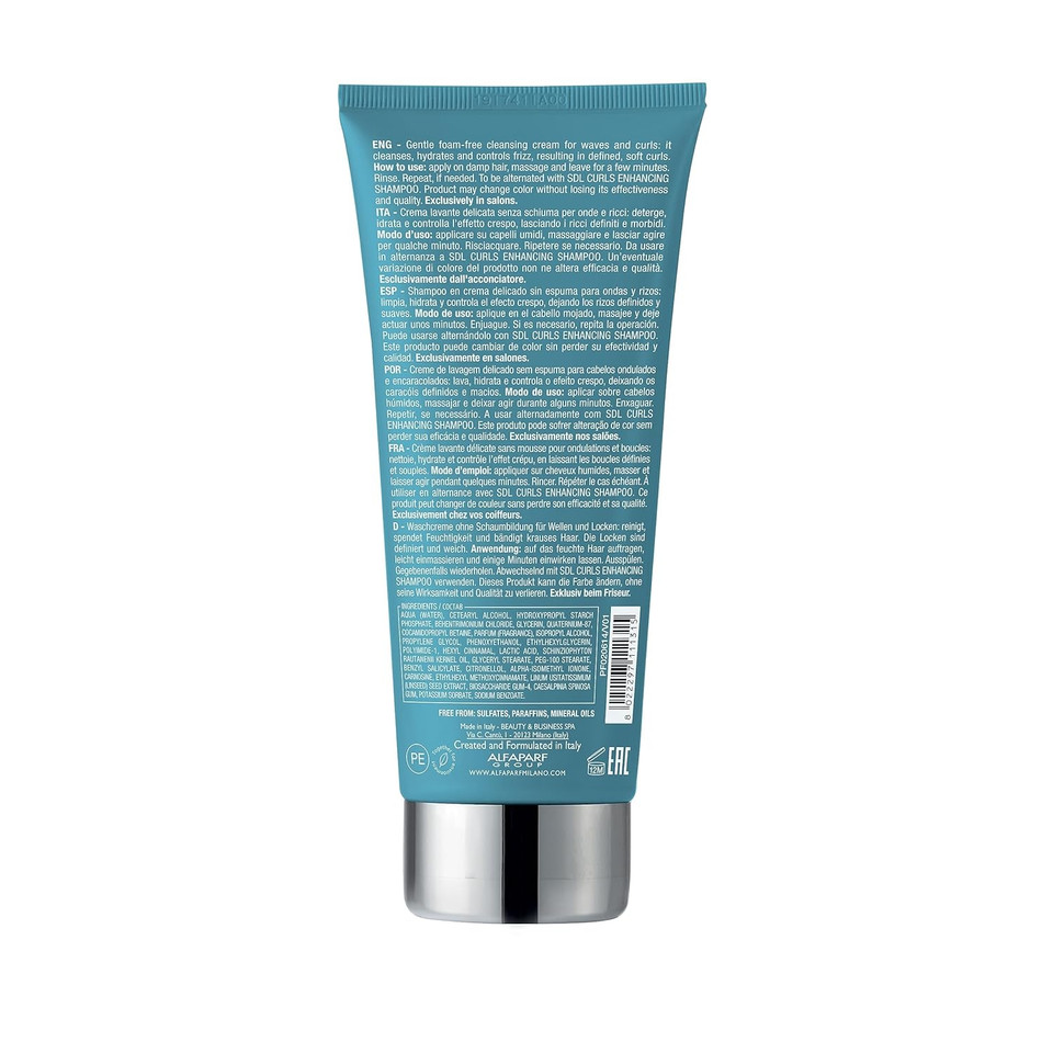 Alfaparf Milano Semi Di Lino Curls Hydrating Sulfate Free Co-Wash For Wavy And Curly Hair - Hydrates And Nourishes - Reduces Frizz - Protects Against Humidity - Vegan-Friendly Formula