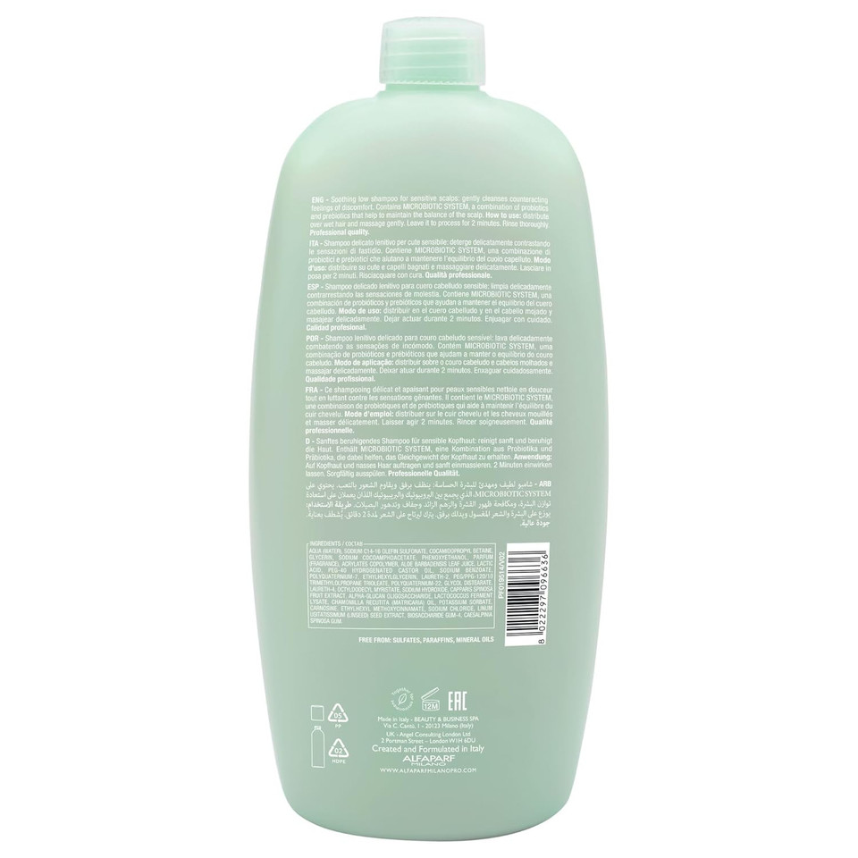Alfaparf Milano Semi Di Lino Scalp Relief Low Shampoo For Sensitive Skin - Sulfate Free Shampoo - Soothes, Brings Comfort And Hydrates - Itch Relief - Professional Salon Quality