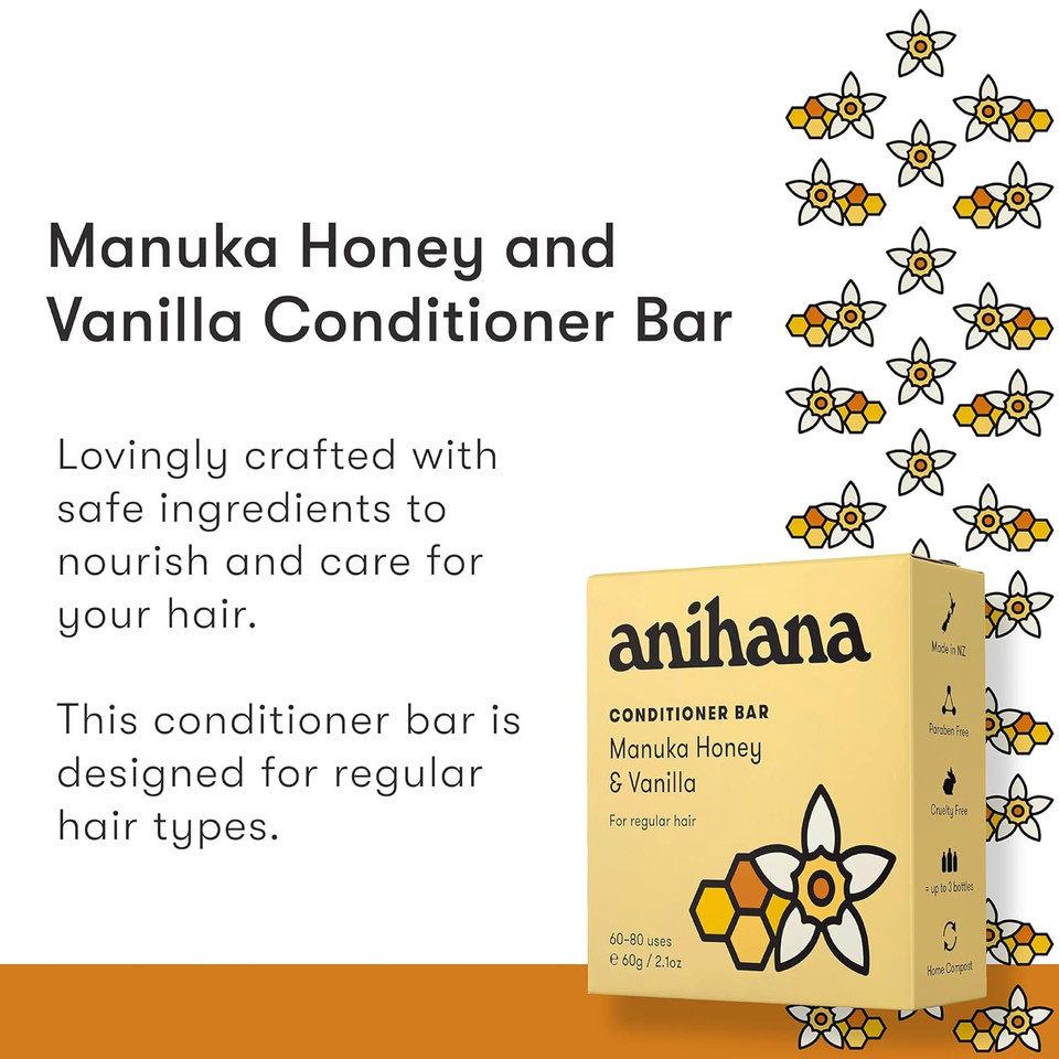Anihana Conditioner Bar For Dry Damaged Safe For Color Treated Hair Moisturizing Hydrating Healthy Looking Hair Paraben Free Grapefruit And Lime 2.1 Oz