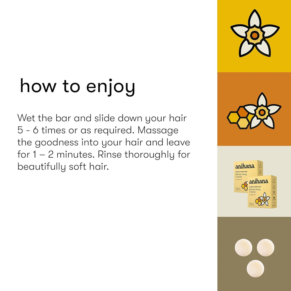 Anihana Conditioner Bar For Dry Damaged Safe For Color Treated Hair Moisturizing Hydrating Healthy Looking Hair Paraben Free Grapefruit And Lime 2.1 Oz