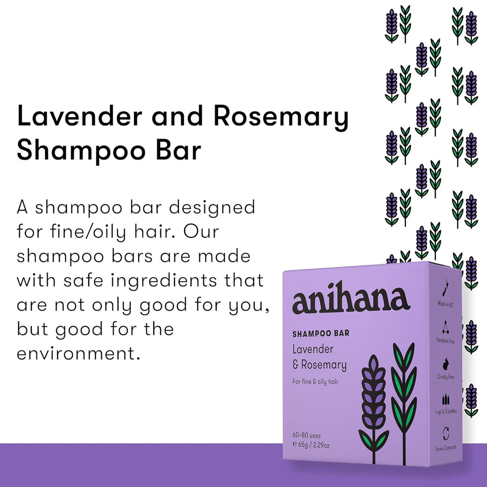Anihana Conditioner Bar For Thin Fine Oily Hair Gives Hair Volume & Body Natural Healthy Look And Shine Paraben Free Lavender And Lemon 2.1 Oz