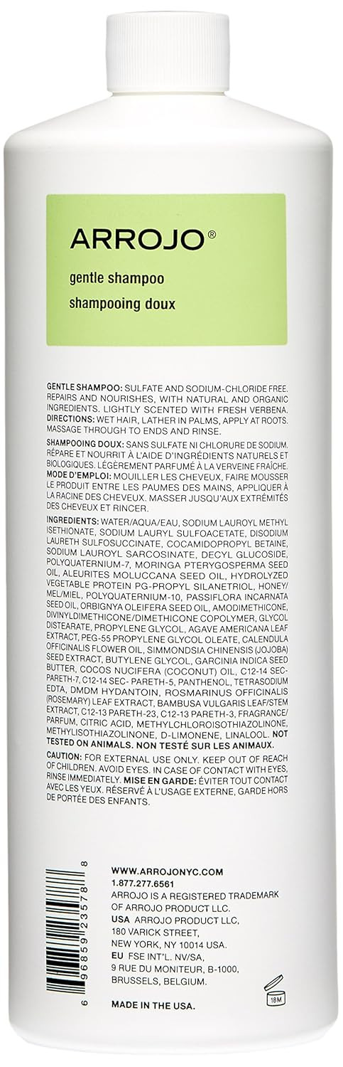 Arrojo Gentle Shampoo  Sulfate Free Shampoo With Vitamin B5, Coconut, Avocado & Sesame Seed Oils  Moisturizing Cleanser For Keratin-Treated & Damaged Hair