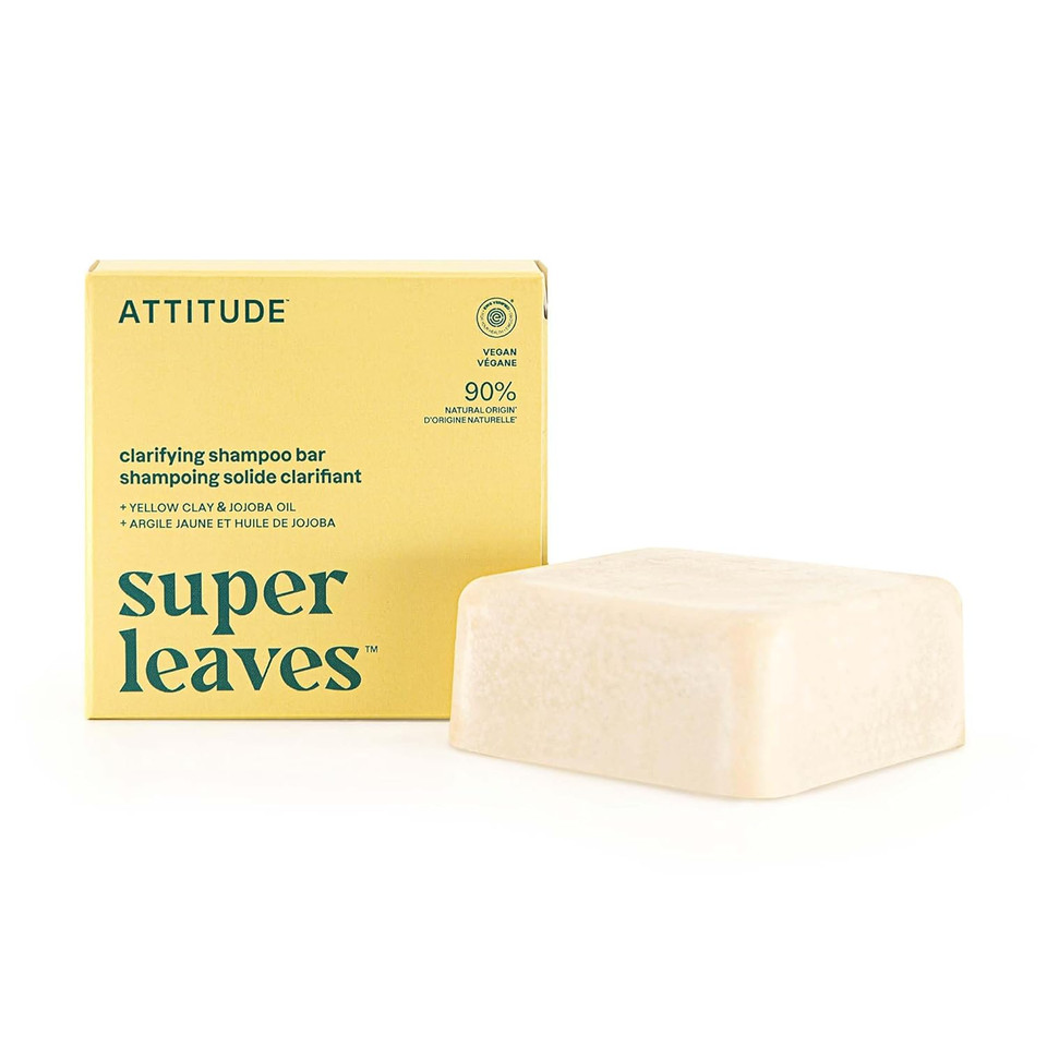 Attitude Clarifying Shampoo Bar, Natural Origin, For Greasy And Oily Hair, Jojoba Oil & Yellow Clay, Ewg Verified & Clean Ingredients, Vegan, Earl Grey & Fresh Cucumber, 4 Oz
