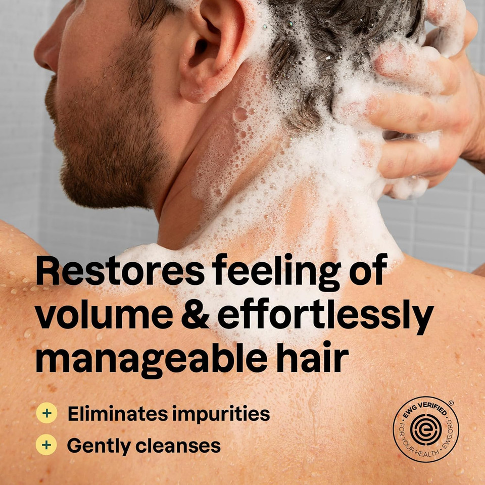 Attitude Men'S Shampoo And Conditioner 2-In-1, Volumizing For Thin Hair, With Rosemary And Rice Protein, 97% Natural Origin Ingredients, Ewg Verified, Amber & Citrus, 14 Fl Oz