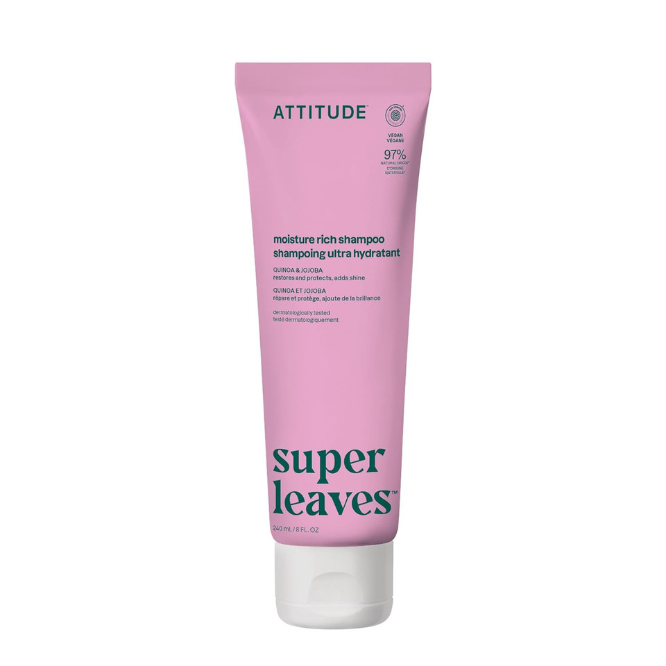 Attitude Moisture Rich Hair Shampoo, Ewg Verified, For Dry And Damaged Hair, Naturally Derived Ingredients, Vegan, Plant Based, Quinoa And Jojoba, 8 Fl Oz