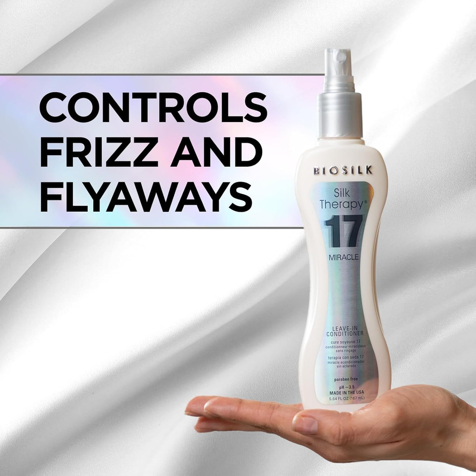 Biosilk Silk Therapy Miracle 17 Leave-In Conditioner, Reconstructs & Repairs Dry & Damaged Hair, Sulfate, Paraben, & Cruelty-Free, 5.64 Oz