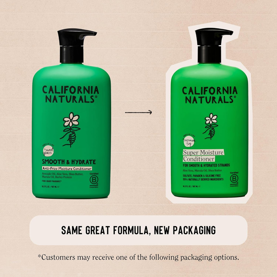 California Naturals Super Moisture Conditioner For Damaged Dry Hair, Hydrating Conditioner, Scalp & Hair Care For Women & Men, Natural, Vegan, Cruelty, Paraben & Sulfate Free, Color Safe, 16.5 Fl Oz