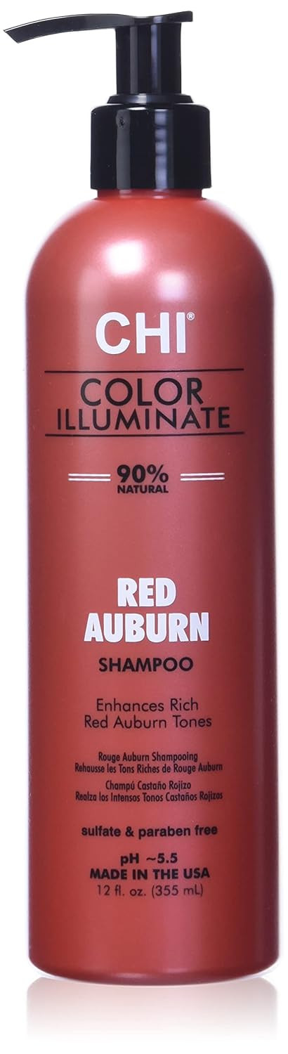 Chi Color Illuminate Shampoo, Provides Balanced Color Replenishment Between Salon Services, Sulfate, Paraben, & Cruelty-Free, Red Auburn, 12 Oz
