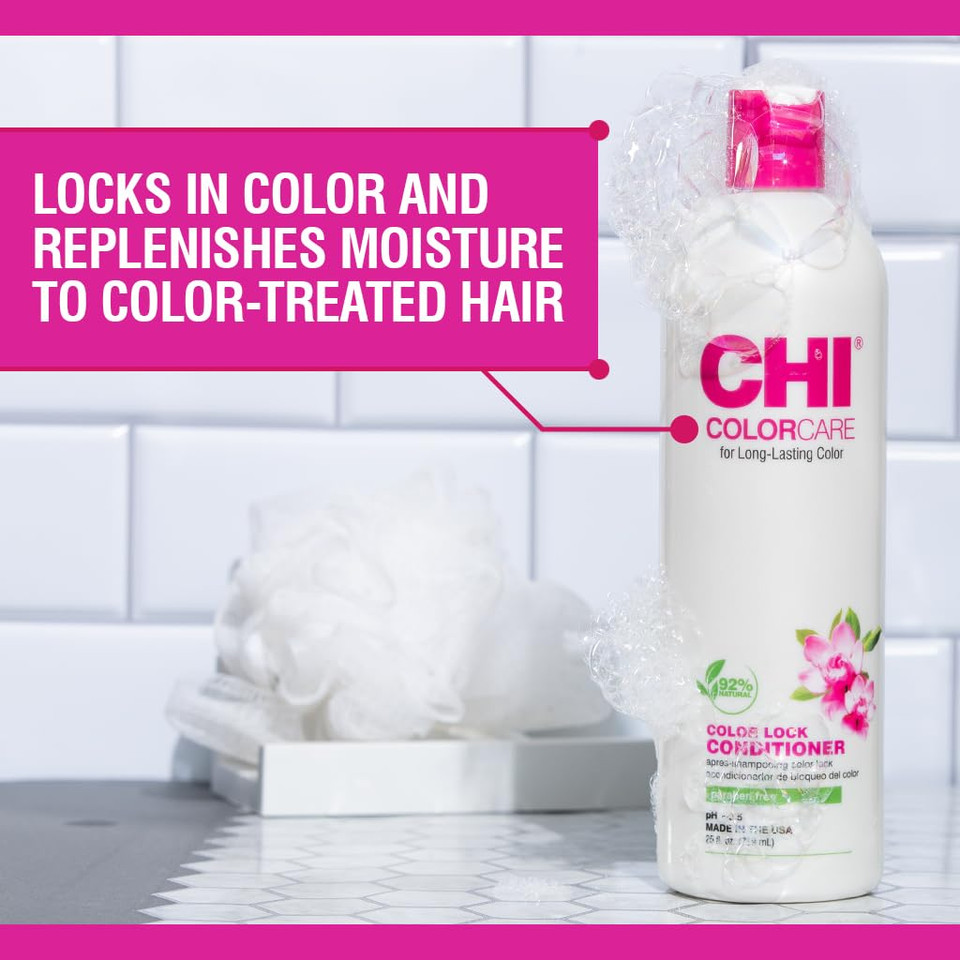 Chi Colorcare Color Lock Conditioner, Locks In Color & Replenishes Moisture For Color-Treated Hair, Sulfate, Paraben, & Cruelty-Free, 25 Oz