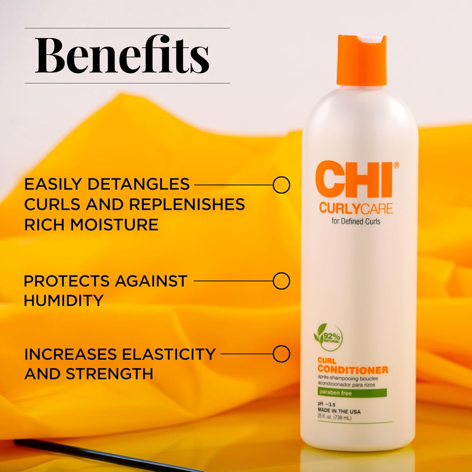 Chi Curlycare Curl Conditioner, Hydrates Curls, Reduces Frizz & Increases Elasticity & Strength, Sulfate, Paraben, & Cruelty-Free, 25 Oz