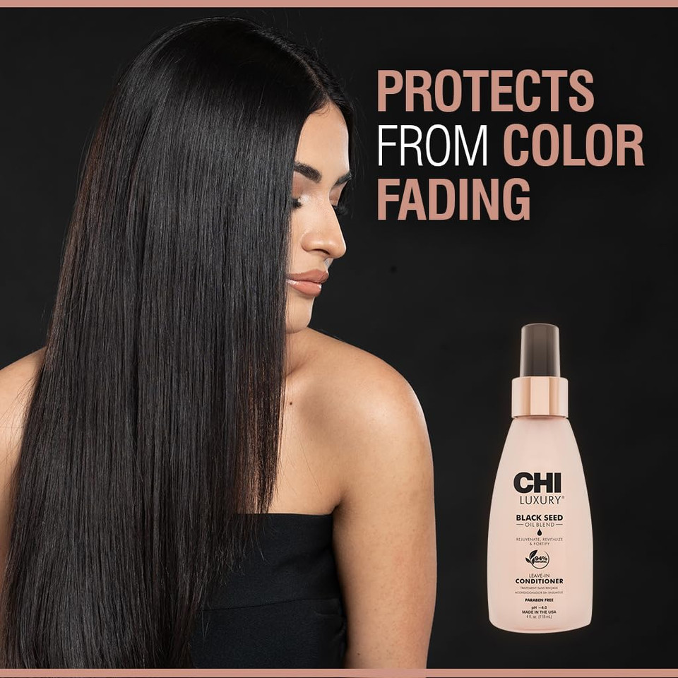 Chi Luxury Black Seed Oil Leave-In Conditioner, Moisturizing Treatment To Strengthen Hair, Thermal Protectant, Sulfate, Paraben & Gluten-Free, 4 Oz