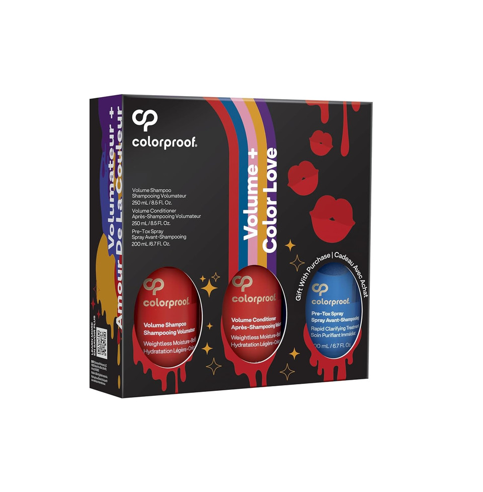 Colorproof Volume Gift Set - Volume Shampoo (8.5 Fl. Oz.), Volume Conditioner (8.5 Fl. Oz.), Pre-Tox Spray (6.7 Fl. Oz.)