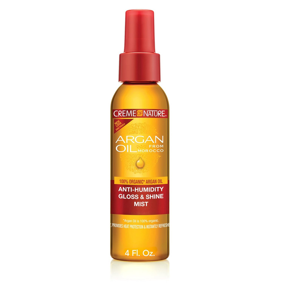 Creme Of Nature Argan Oil Anti-Humidity Gloss & Shine Mist With Heat Protection, Leave-In Conditioner With Strengthening Protein