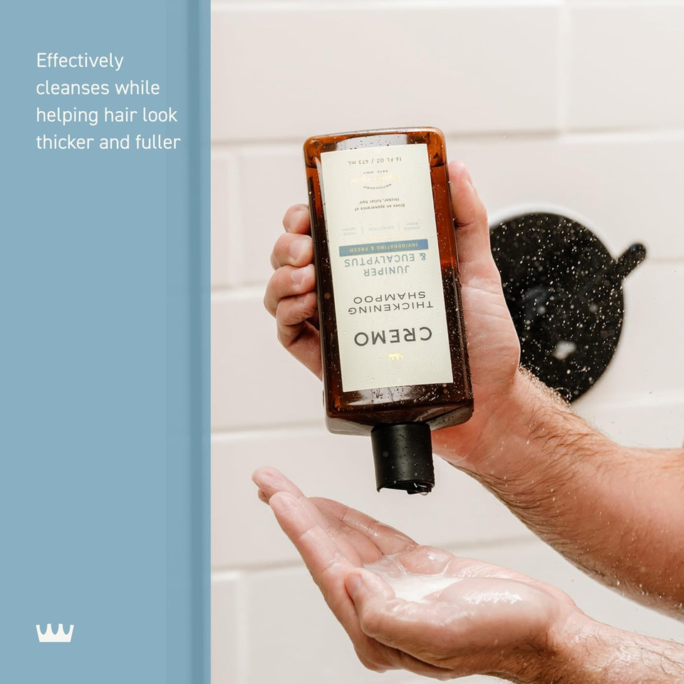 Cremo Juniper & Eucalyptus Barber Grade Thickening Shampoo, 16 Fl Oz Cremo Juniper & Eucalyptus Barber Grade Thickening Shampoo, 16 Fl Oz