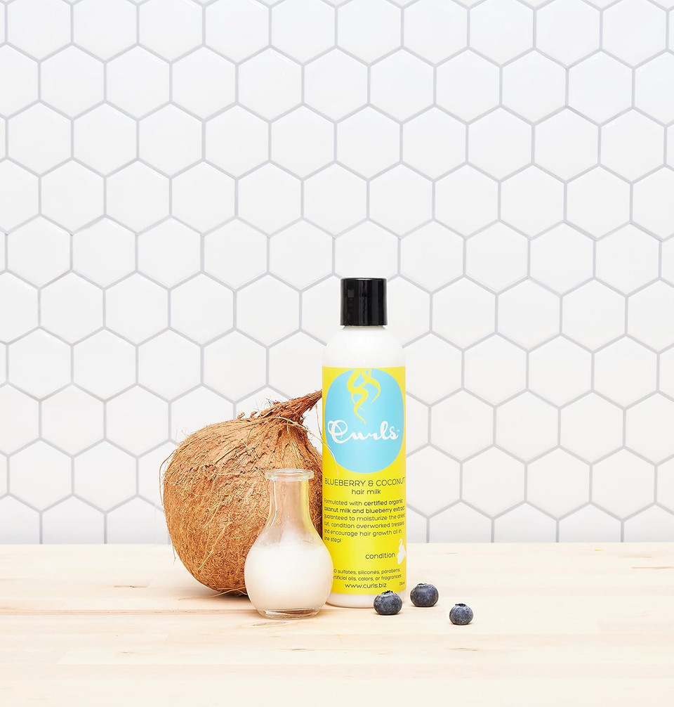 Curls Blueberry Bliss Blueberry & Coconut Hair Milk - 8 Fl Oz, Leave In Conditioner And Styler, Moisturizing & Nourishing, For Curly, Natural, And Coily Hair