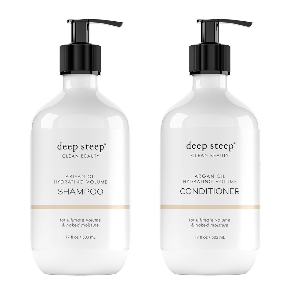 Deep Steep Curl Defining Shampoo & Conditioner, 17 Oz  Moisturizing Shampoo With Shea Butter, Aloe Vera, Rice Protein, Peppermint Oil  Sulfate-Free, Vegan, Clean Beauty Hair Care, Curly Hair