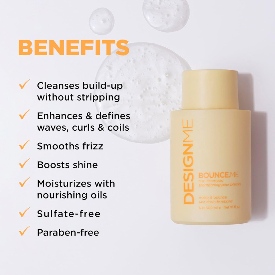 Design.Me Bounce.Me Shampoo | Curl-Defining, Anti-Frizz Formula For All Curl Types| Nourishing With Kukui Nut Seed And Buriti Oil | Boost Shine, Moisturizes Hair