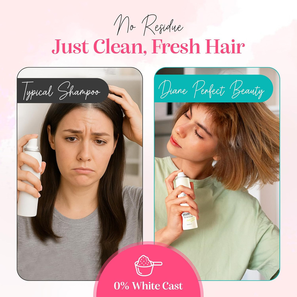 Natural Dry Shampoo Spray For Dark Hair, No Residue Dry Shampoo Travel Size For Women & Men With Keratin, Ceramide& Herbal Extracts From Japan 3.35Oz Fresh Citrus& Pear 2Ea