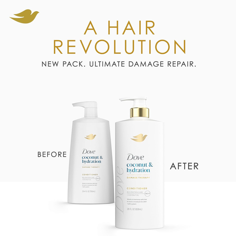 Dove Conditioner Coconut & Hydration For Dry Hair With Bio-Protein Care Technology And Coconut Oil 28 Fl Oz
