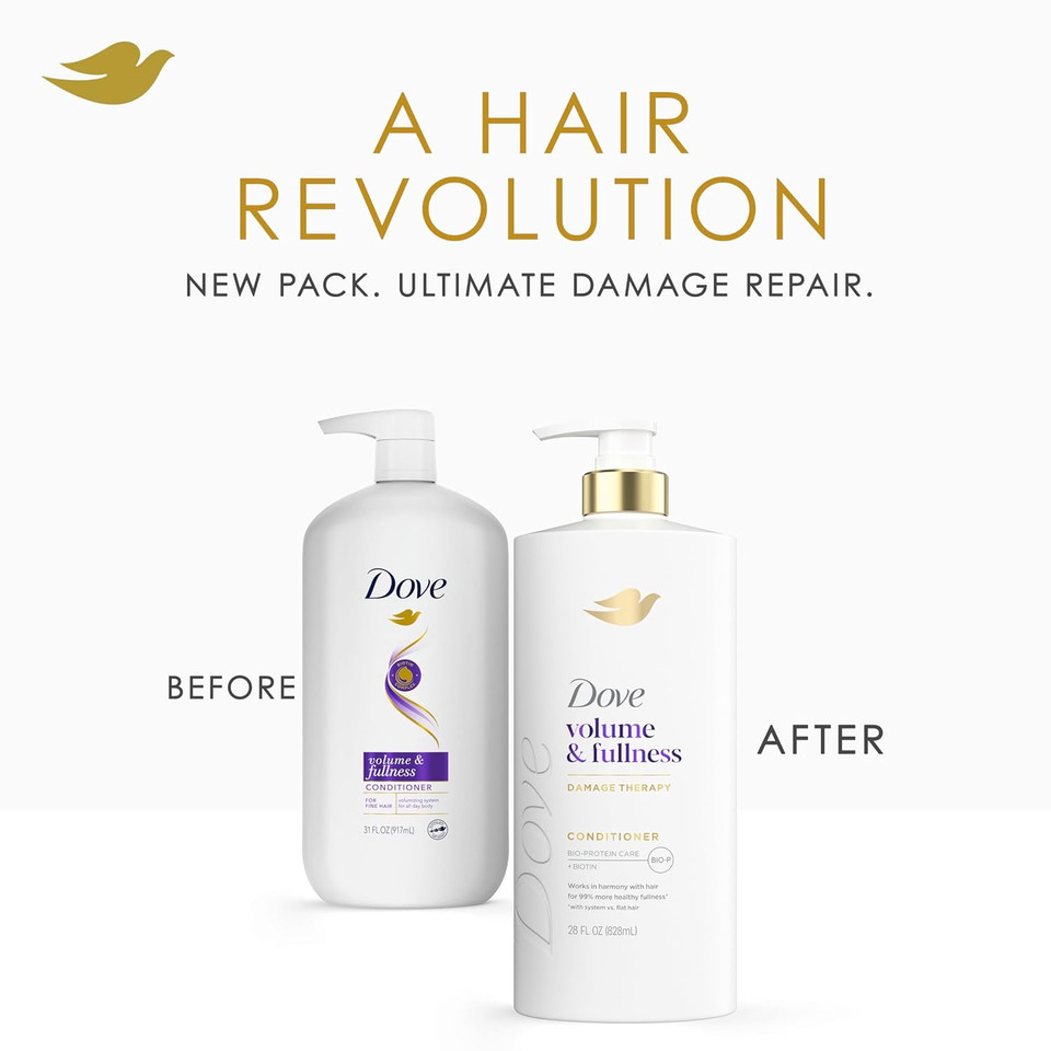 Dove Conditioner Volume & Fullness For Fine, Thin Hair With Bio-Protein Care Technology And Biotin 28 Fl Oz