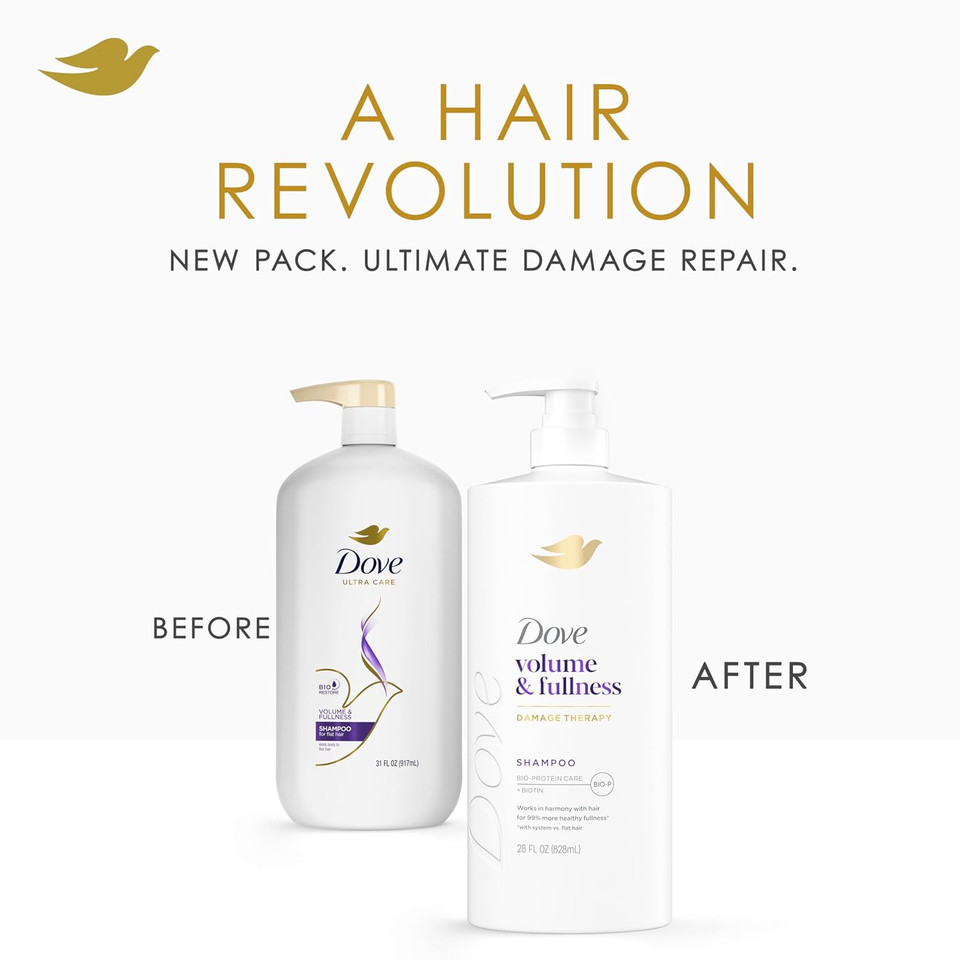 Dove Shampoo Volume & Fullness For Fine, Thin Hair With Bio-Protein Care Technology And Biotin 28 Fl Oz