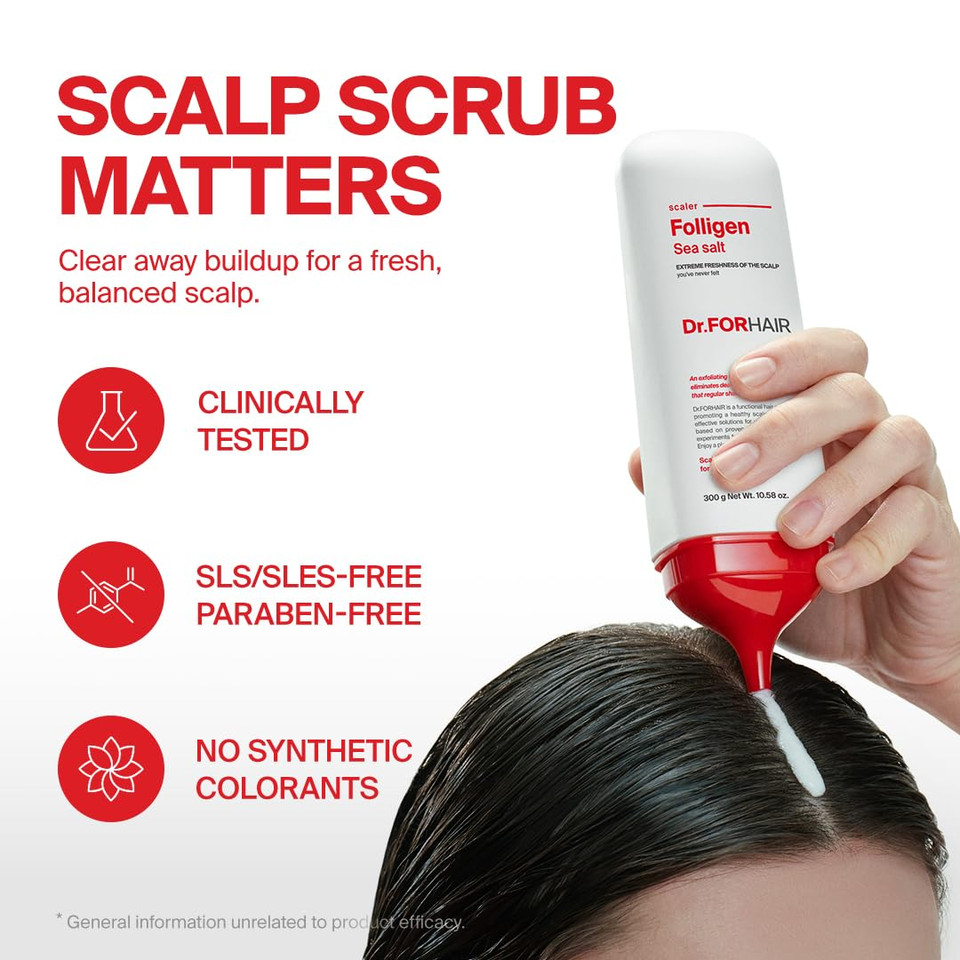 Dr.Forhair Folligen Sea Salt Scaler 300 Ml/10.58 Oz. | Scalp Deep Cleansing & Exfoliation | Eliminates Impurities & Odor