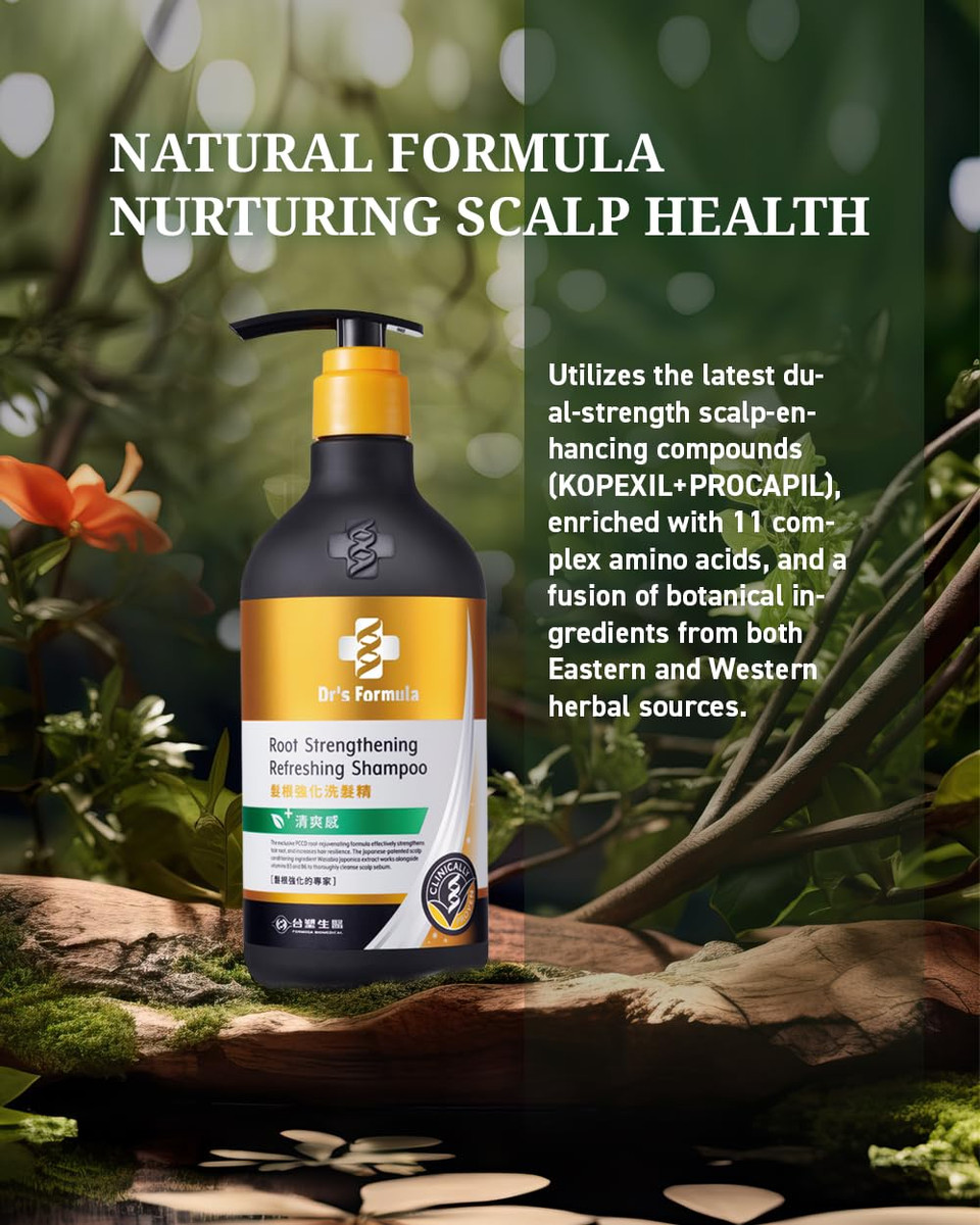 Dr'S Formula Root Strengthening Refreshing Shampoo For Oily Scalp Hydrate And Rescue Brittle Fragile Hair Scalp Care Volume Thinning Hair 20.46 Fl Oz