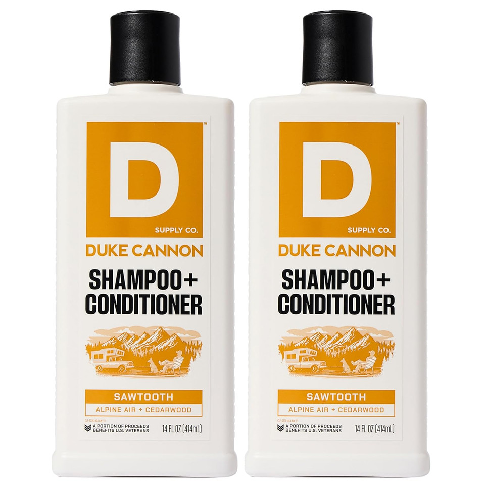 Duke Cannon Supply Co. 2-In-1 Hair Wash - Masculine Scent - Gentle Cleansing Hair Wash For Men - Stimulating Hair Shampoo & Conditioner - Strengthens Hair - Naval Diplomacy Shampoo/Conditoner (14 Oz)