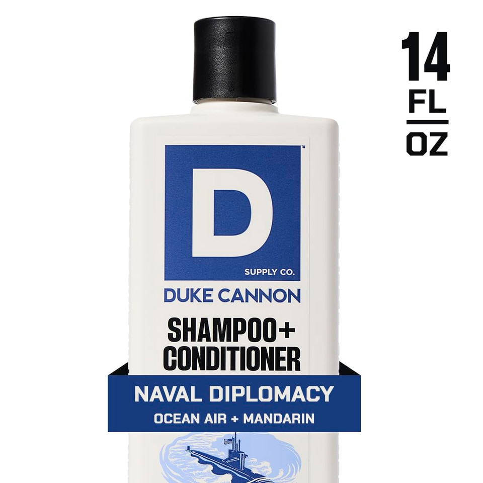 Duke Cannon Supply Co. 2-In-1 Hair Wash - Masculine Scent - Gentle Cleansing Hair Wash For Men - Stimulating Hair Shampoo & Conditioner - Strengthens Hair - Sawtooth Shampoo/Conditoner (14 Oz)
