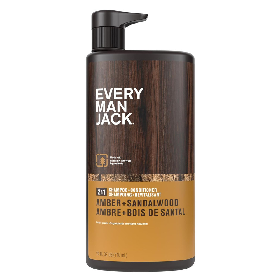 Every Man Jack 2-In-1 Daily Shampoo + Conditioner - Coconut & Driftwood | Nourishing For All Hair Types, Naturally Derived, Cruelty-Free Shampoo And Conditioner Set For Men | 24Oz -1 Bottle