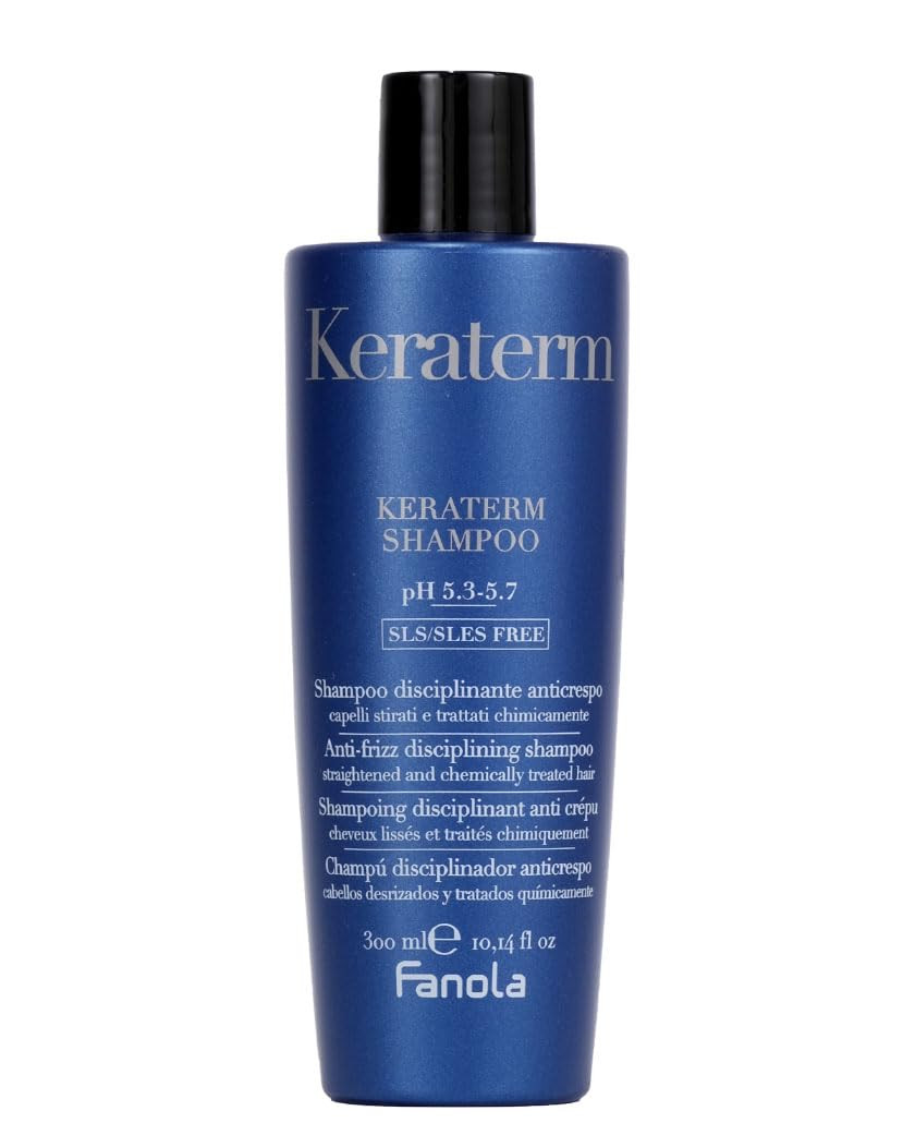 Fanola Keraterm Smoothing Anti Frizz Shampoo - Keratin Shampoo With Shea Butter & Macadamia Oil For Shine & Nourishment - Sulfate-Free Hair Wash For Heat-Damaged & Chemically-Treated Hair (1000 Ml)