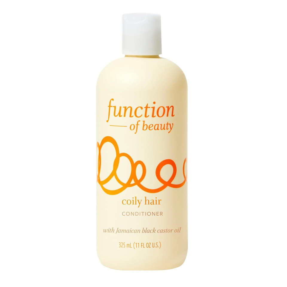 Function Of Beauty Coily Hair Conditioner, 11 Oz - Flaxseed Oil Nourishes & Hydrates Coils & Curls, & Jamaican Black Castor Oil Moisturizes & Revives, Sulfate-Free, Customizable Haircare