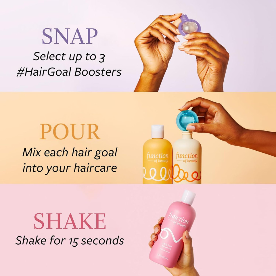 Function Of Beauty Coily Hair Shampoo + Conditioner (11 Oz Each) + Curl Definition, Lengthen & Deep Condition #Hairgoal Boosters Set - Sulfate-Free - Nourish, Hydrate & Revive Coils & Curls