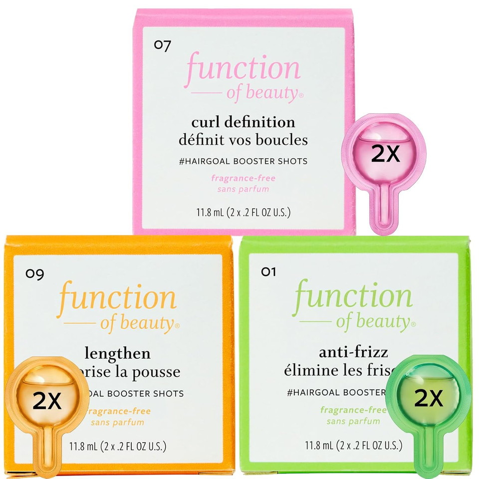 Function Of Beauty Curly Hair Add-In Booster Treatment Bundle  Hair Goals Include Anti-Frizz, Curl Definition & Lengthen #Hairgoal Boosters