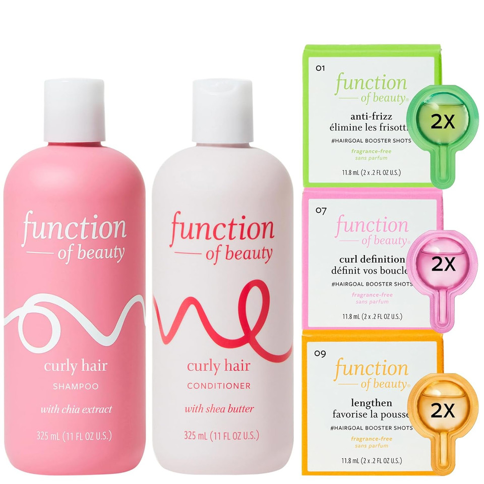 Function Of Beauty Curly Hair Shampoo & Conditioner Set (11 Oz Each) With Curl Definition, Anti-Frizz & Lengthen #Hairgoal Boosters - Sulfate-Free - Define, Shape And Moisturize Natural Curls