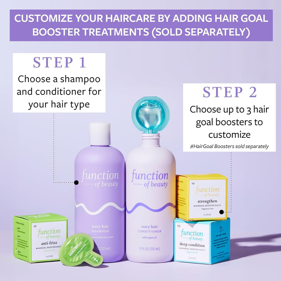 Function Of Beauty Wavy Hair Shampoo, 22 Oz - Formulated With Fermented Rice Water To Strengthen And Promote Elasticity, Sulfate Free, Customizable Haircare