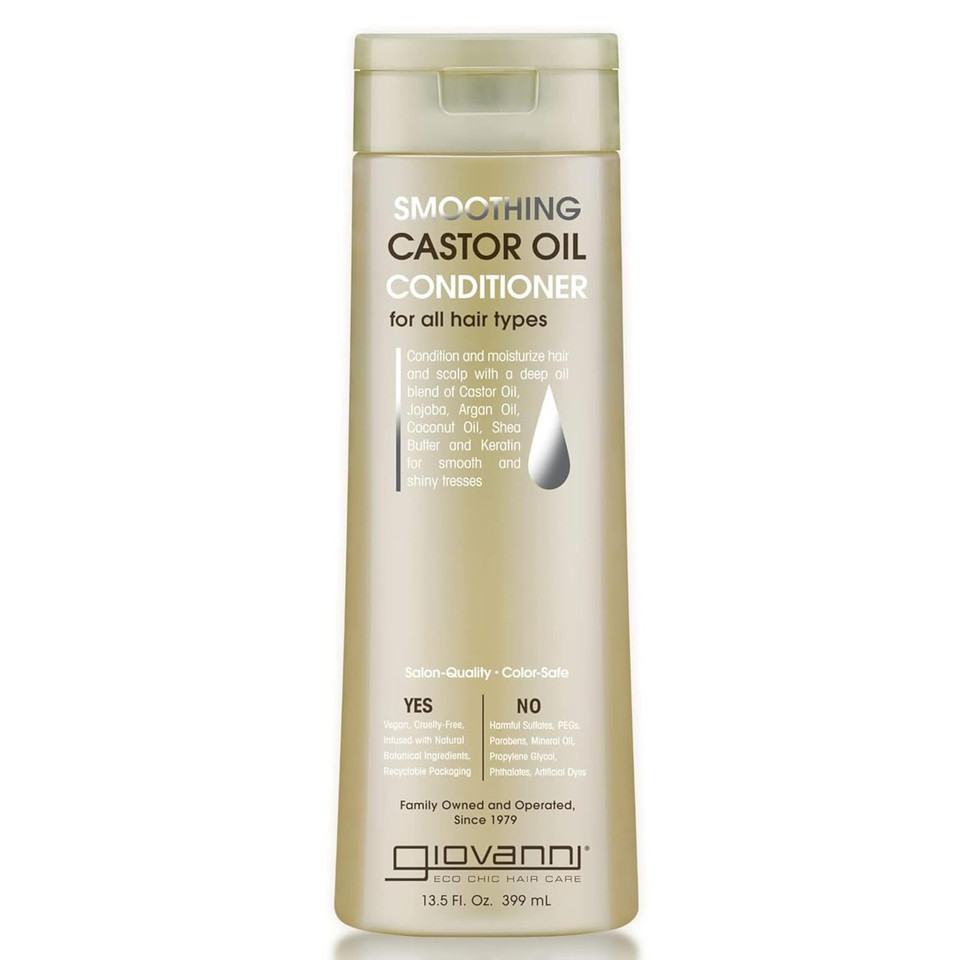 Giovanni Smoothing Castor Oil Conditioner, 24 Oz.  All Hair Types, Moisturize Hair & Scalp, Hydrate & Tame Frizz, Jojoba, Argan Oil, Coconut Oil, Shea Butter, Keratin