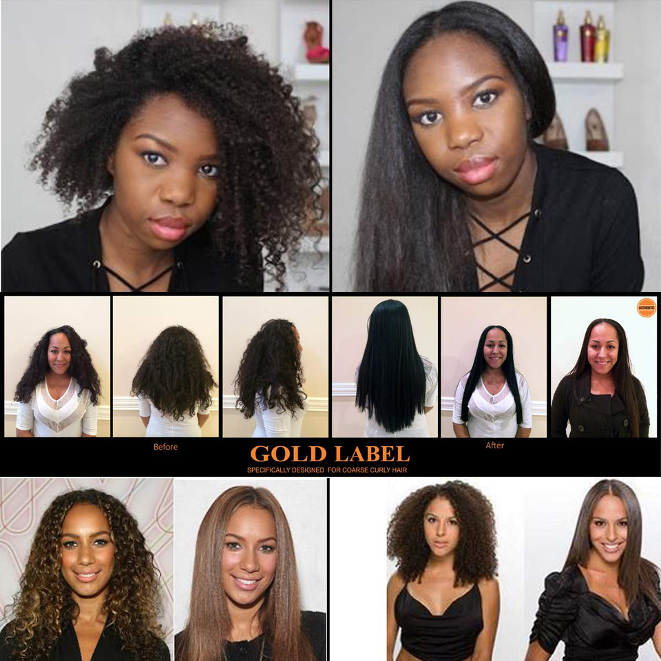 Gold Label 120Ml+30 Set Professional Results Brazilian Keratin Hair Treatment Blowout With Clarifying Shampoo Enhanced For All Hair Types Coarse Curly Black African Dominican Brazilian Dry Frizzy