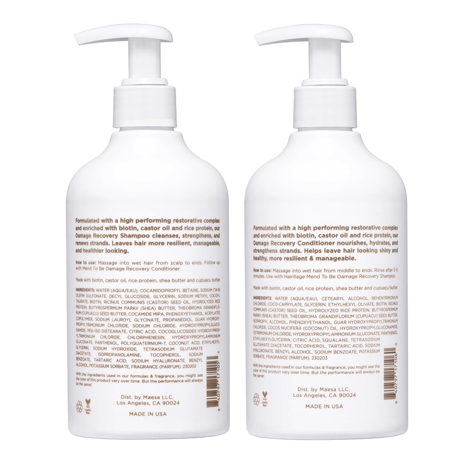 Hairitage Biotin Damage Repair Shampoo And Conditioner Set - Thickening + Volumizing - Biotin Castor Oil + Rice Protein - Sulfate Free + Color Safe - Deep Conditioning Treatment Dry Damaged Curly Hair Hairitage Biotin Damage Repair Shampoo And Conditioner Set - Thickening + Volumizing - Biotin Castor Oil + Rice Protein - Sulfate Free + Color Safe - Deep Conditioning Treatment Dry Damaged Curly Hair