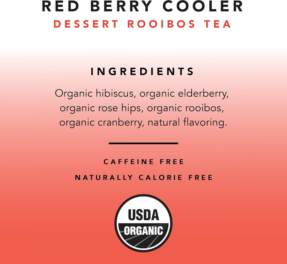 Pinky Up Red Berry Cooler Loose Leaf Iced Tea | Rooibos Herbal Tea Blend, Naturally Calorie Free | 3.0 Ounce Tin, 25 Servings