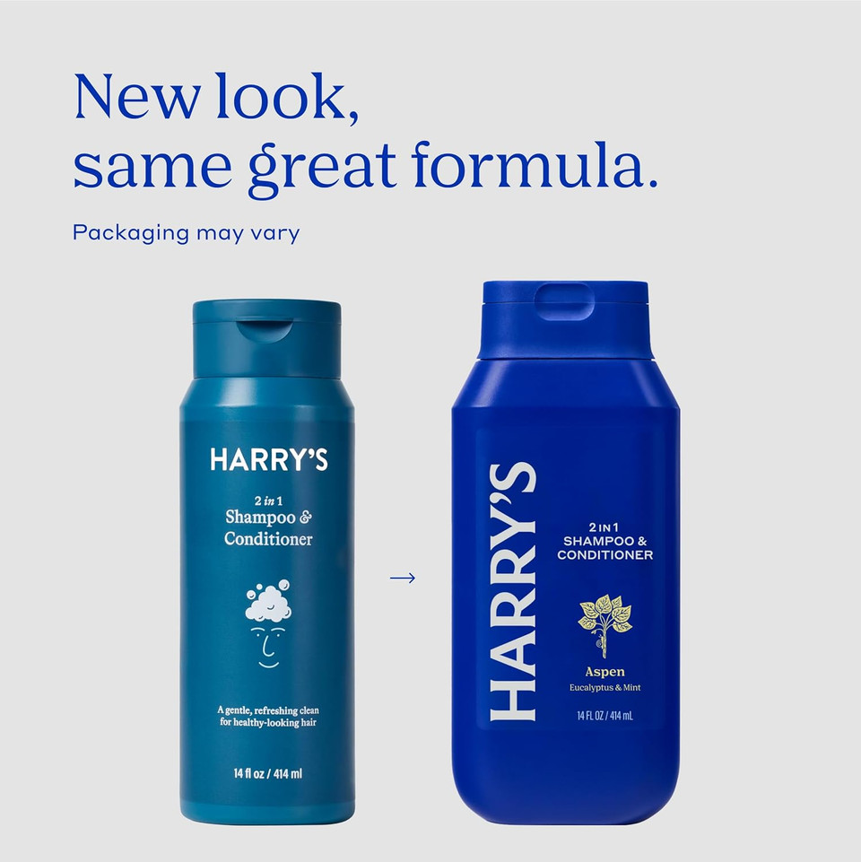 Harry'S Men'S Shampoo And Conditioner 2 In 1, Gentle & Refreshing For All Hair Types, 14 Fl Oz, 3 Count