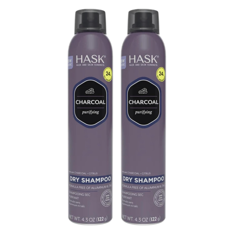 Hask Charcoal Clarifying Dry Shampoo Kits For All Hair Types, Aluminum Free, No Sulfates, Parabens, Phthalates, Gluten Or Artificial Colors (6.5Oz-Qty2)