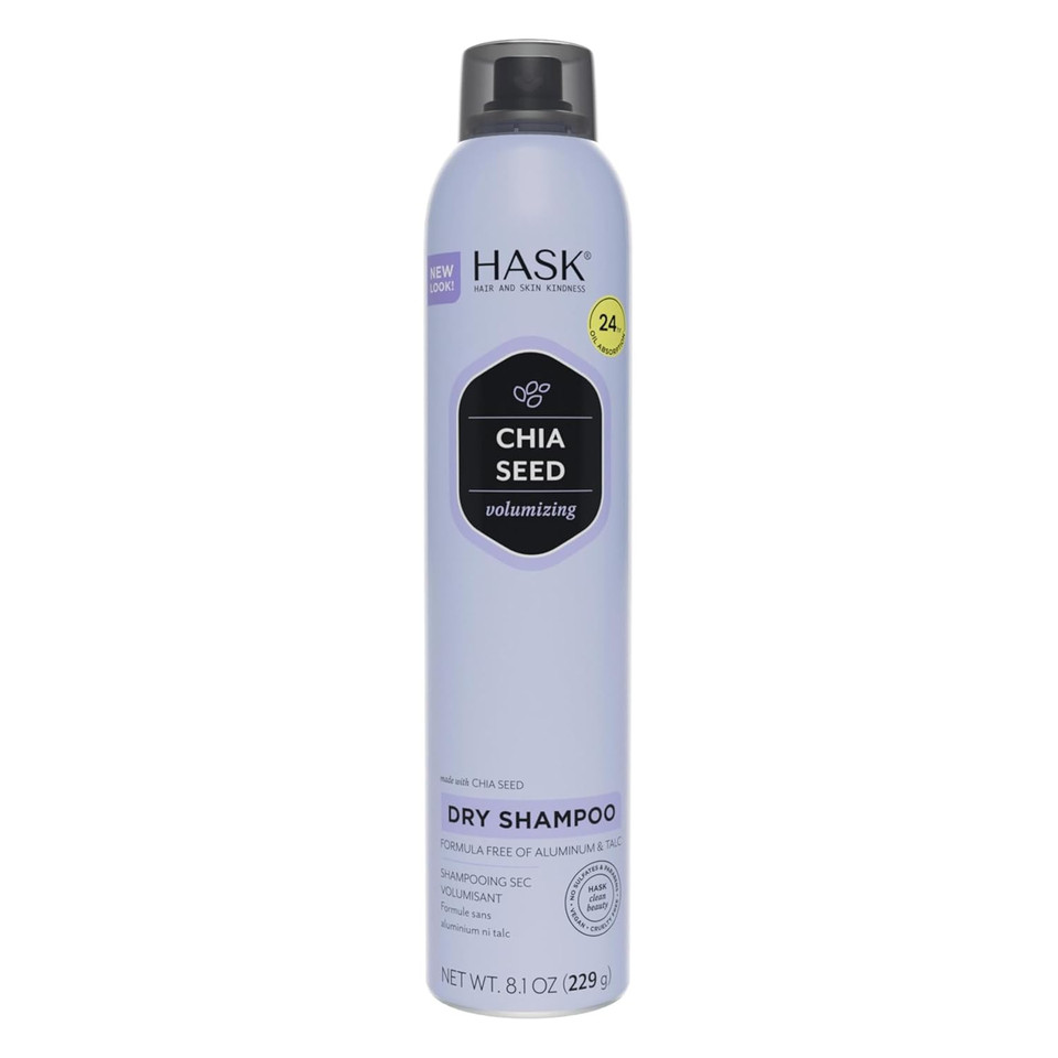 Hask Chia Seed Volumizing Dry Shampoo  Absorbs Oil, Adds Volume & Bounce, Builds Body, No Sulfates Or Parabens, Cruelty-Free  8.1Oz
