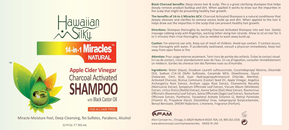 Hawaiian Silky Hawaiian Silky 14-In-1 Miracles Charcoal Activated Shampoo 12 Fluid Ounce, White, 12 Fl Ounce